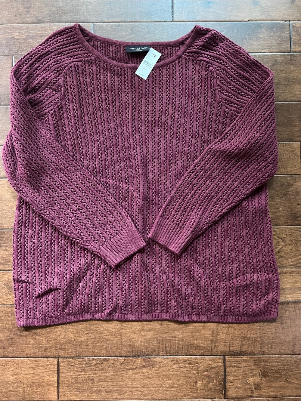 Lane Bryant Open-Weave Scoopneck Sweater - Wine